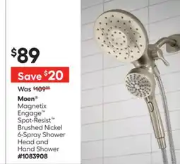 Lowe's Magnetix Engage Spot-Resist Brushed Nickel 6-Spray Shower Head and Hand Shower offer