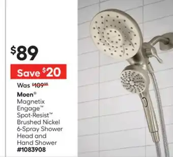 Lowe's Magnetix Engage Spot-Resist Brushed Nickel 6-Spray Shower Head and Hand Shower offer