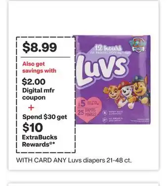 CVS Luvs diapers 21-48 ct offer