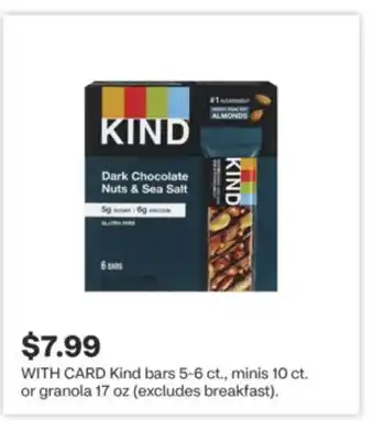 CVS Kind bars 5-6 ct., minis 10 ct. or granola 17 oz offer