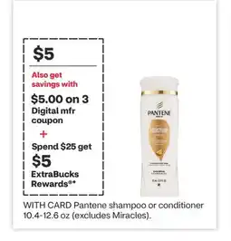 CVS Pantene shampoo or conditioner 10.4-12.6 oz offer