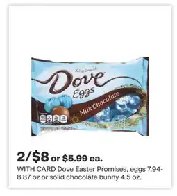 CVS Dove Easter Promises, eggs 7.94-8.87 oz or solid chocolate bunny 4.5 oz offer