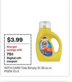 CVS Tide Simply 31-32 oz or PODS 13 ct offer