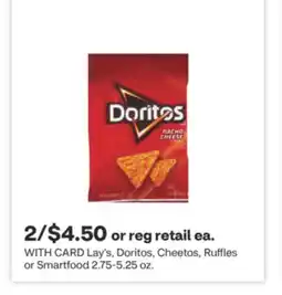 CVS Lay's, Doritos, Cheetos, Ruffles or Smartfood 2.75-5.25 oz offer