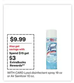 CVS Lysol disinfectant spray 19 oz or Air Sanitizer 10 oz offer