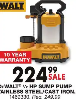 Blain's Farm & Fleet DEWALT ½ HP SUMP PUMP STAINLESS STEEL/CAST IRON offer