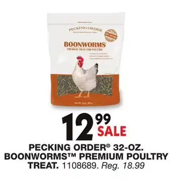 Blain's Farm & Fleet PECKING ORDER 32-OZ. BOONWORMS PREMIUM POULTRY TREAT offer