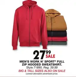 Blain's Farm & Fleet MEN'S WORK N' SPORT FULL ZIP HOODED SWEATSHIRT offer