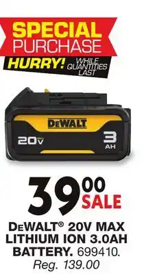 Blain's Farm & Fleet DEWALT 20V MAX LITHIUM ION 3.0AH BATTERY offer