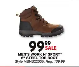 Blain's Farm & Fleet MEN'S WORK N' SPORT 6 STEEL TOE BOOT offer