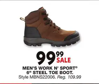 Blain's Farm & Fleet MEN'S WORK N' SPORT 6 STEEL TOE BOOT offer