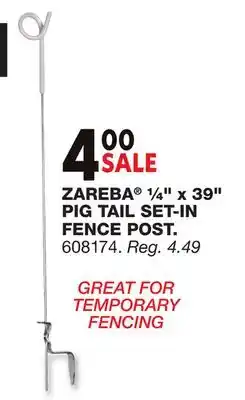 Blain's Farm & Fleet ZAREBA ¼ x 39 PIG TAIL SET-IN FENCE POST offer