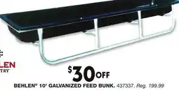 Blain's Farm & Fleet BEHLEN 10' GALVANIZED FEED BUNK offer