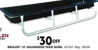 Blain's Farm & Fleet BEHLEN 10' GALVANIZED FEED BUNK offer