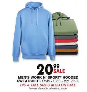 Blain's Farm & Fleet MEN'S WORK N' SPORT HOODED SWEATSHIRT offer