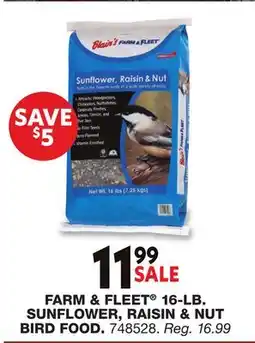 Blain's Farm & Fleet FARM & FLEET 16-LB. SUNFLOWER, RAISIN & NUT BIRD FOOD offer