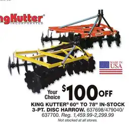 Blain's Farm & Fleet KING KUTTER 60 TO 78 IN-STOCK 3-PT. DISC HARROW offer