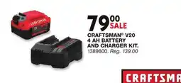 Blain's Farm & Fleet CRAFTSMAN V20 4 AH BATTERY AND CHARGER KIT offer