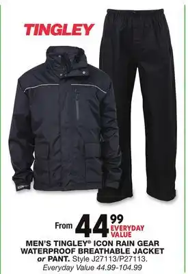 Blain's Farm & Fleet MEN'S TINGLEY ICON RAIN GEAR WATERPROOF BREATHABLE JACKET or PANT offer