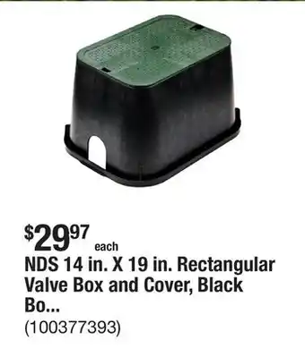 The Home Depot NDS 14 in. X 19 in. Rectangular Valve Box and Cover, Black Box, Green ICV Cover offer