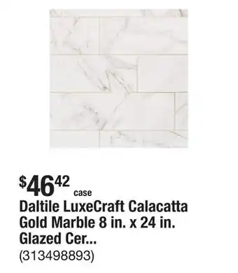 The Home Depot Daltile LuxeCraft Calacatta Gold Marble 8 in. x 24 in. Glazed Ceramic Wall Tile (13.3 sq. ft./Case) offer