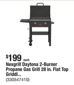 The Home Depot Nexgrill Daytona 2-Burner Propane Gas Grill 28 in. Flat Top Griddle in Black with Lid offer