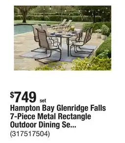 The Home Depot Hampton Bay Glenridge Falls 7-Piece Metal Rectangle Outdoor Dining Set in Putty offer