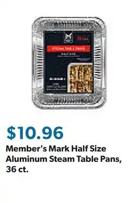 Sam's Club Member's Mark Half Size Aluminum Steam Table Pans, 36 ct offer