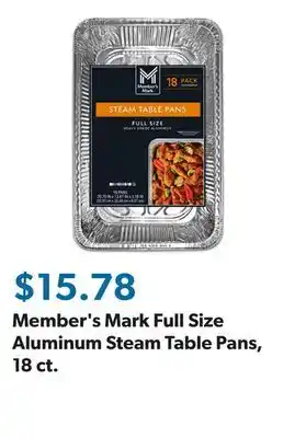 Sam's Club Member's Mark Full Size Aluminum Steam Table Pans, 18 ct offer