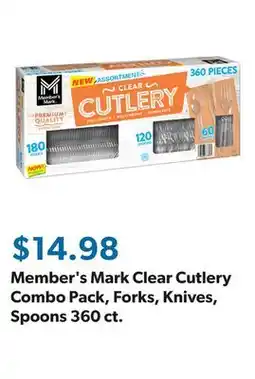 Sam's Club Member's Mark Clear Cutlery Combo Pack, Forks, Knives, Spoons 360 ct offer