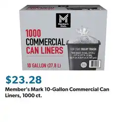 Sam's Club Member's Mark 10-Gallon Commercial Can Liners, 1000 ct offer