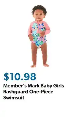 Sam's Club Member's Mark Baby Girls Rashguard One-Piece Swimsuit offer