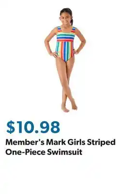 Sam's Club Member's Mark Girls Striped One-Piece Swimsuit offer