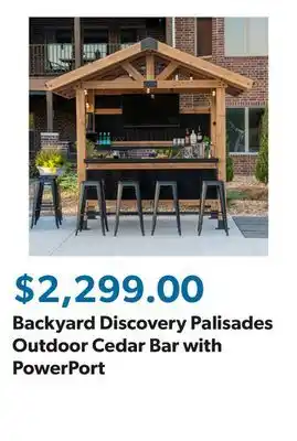 Sam's Club Backyard Discovery Palisades Outdoor Cedar Bar with PowerPort offer