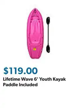 Sam's Club Lifetime Wave 6' Youth Kayak Paddle Included offer