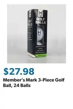 Sam's Club Member's Mark 3-Piece Golf Ball, 24 Balls offer