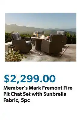 Sam's Club Member's Mark Fremont Fire Pit Chat Set with Sunbrella Fabric, 5pc offer