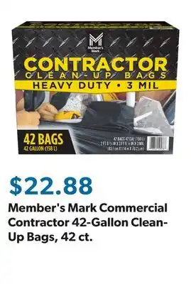 Sam's Club Member's Mark Commercial Contractor 42-Gallon Clean-Up Bags, 42 ct offer