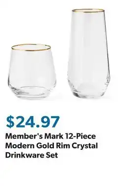 Sam's Club Member's Mark 12-Piece Modern Gold Rim Crystal Drinkware Set offer