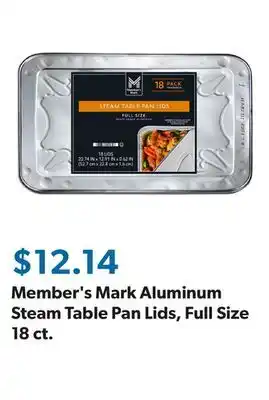 Sam's Club Member's Mark Aluminum Steam Table Pan Lids, Full Size 18 ct offer