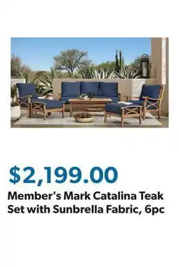 Sam's Club Member's Mark Catalina Teak Set with Sunbrella Fabric, 6pc offer