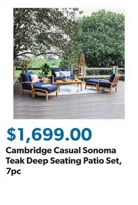 Sam's Club Cambridge Casual Sonoma Teak Deep Seating Patio Set, 7pc offer