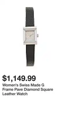 TJ Maxx Women's Swiss Made G Frame Pave Diamond Square Leather Watch offer