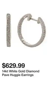 TJ Maxx 14kt White Gold Diamond Pave Huggie Earrings offer