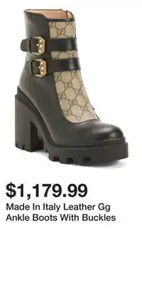 TJ Maxx Made In Italy Leather Gg Ankle Boots With Buckles offer