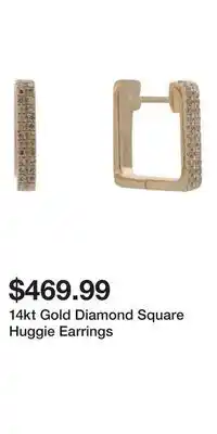 TJ Maxx 14kt Gold Diamond Square Huggie Earrings offer