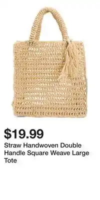 TJ Maxx Straw Handwoven Double Handle Square Weave Large Tote offer