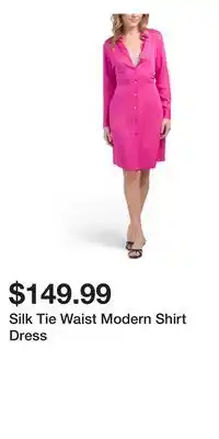 TJ Maxx Silk Tie Waist Modern Shirt Dress offer