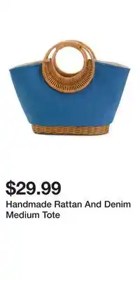 TJ Maxx Handmade Rattan And Denim Medium Tote offer