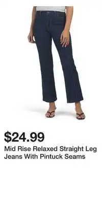 TJ Maxx Mid Rise Relaxed Straight Leg Jeans With Pintuck Seams offer